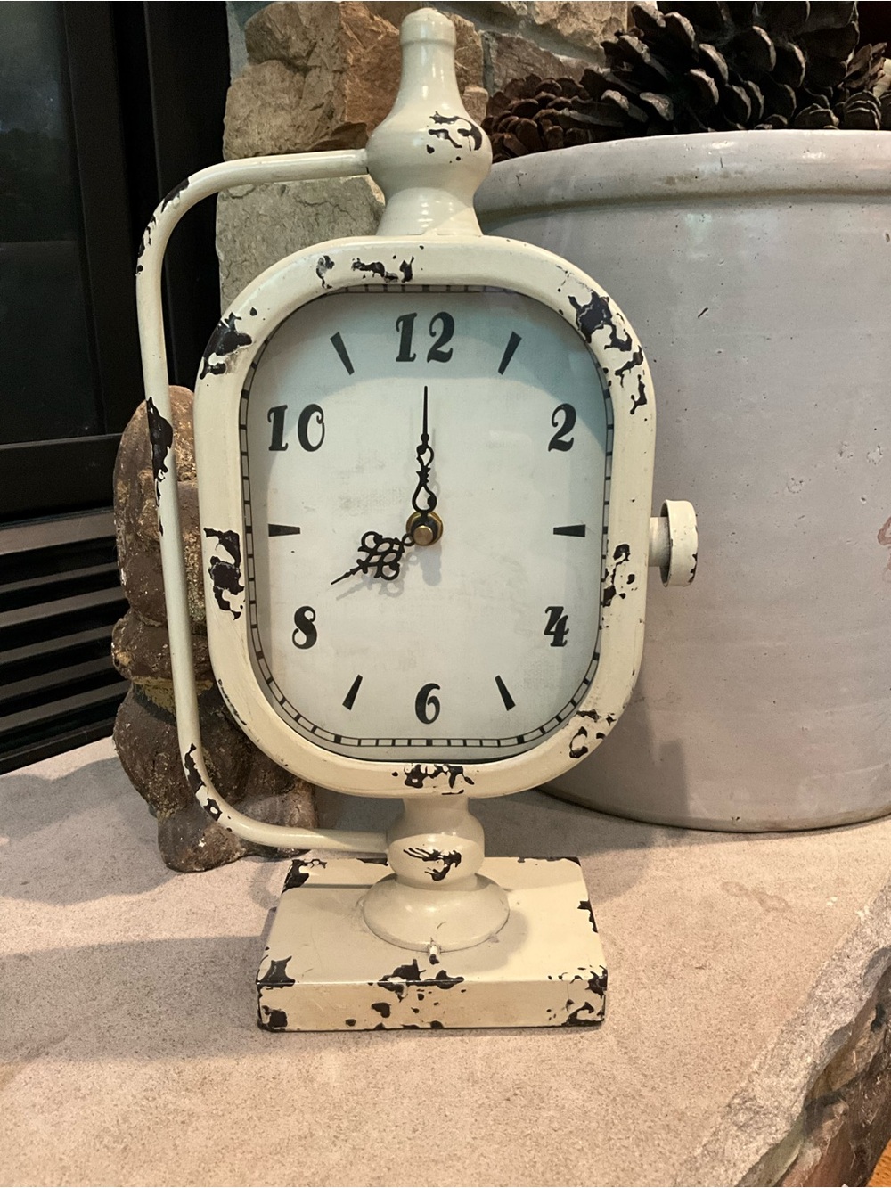 Cream Distressed Vintage-Style Table Clock - Home Wall Decor